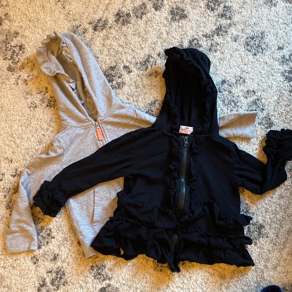 Ruffle zip up hoodie sweatshirts